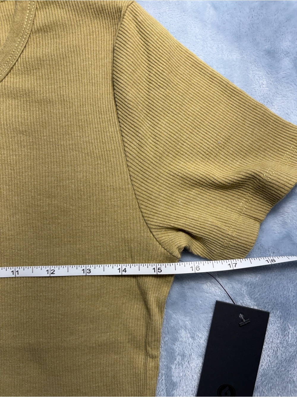Mono B Ribbed Henley Crop Top - Mustard - Picture 5 of 8